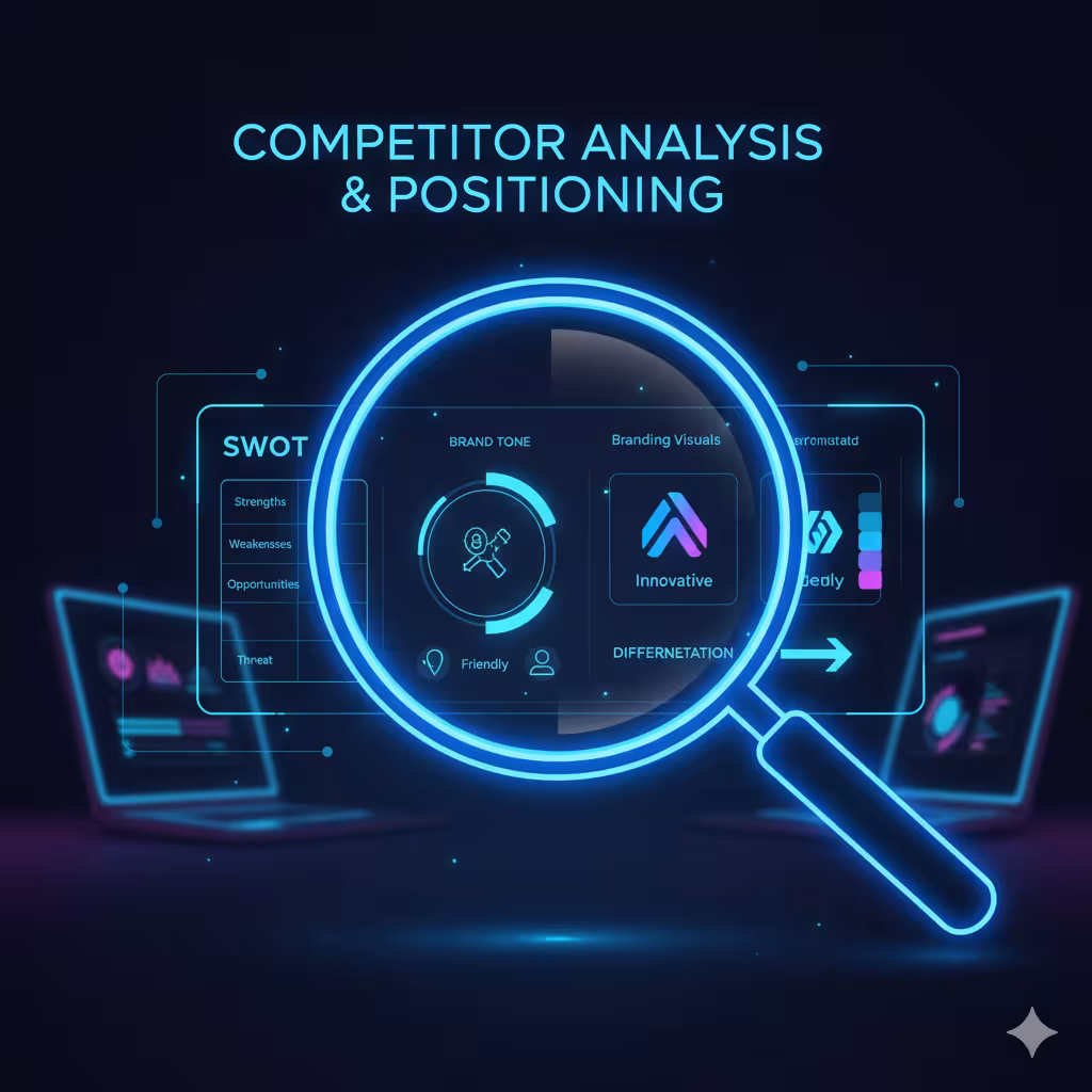 SWOT analysis, brand tone, differentiation.
